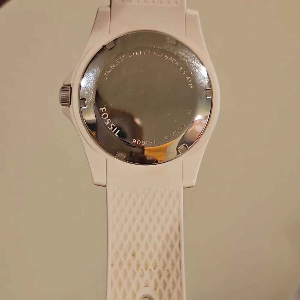 Fossil White Watch with Blue Accents